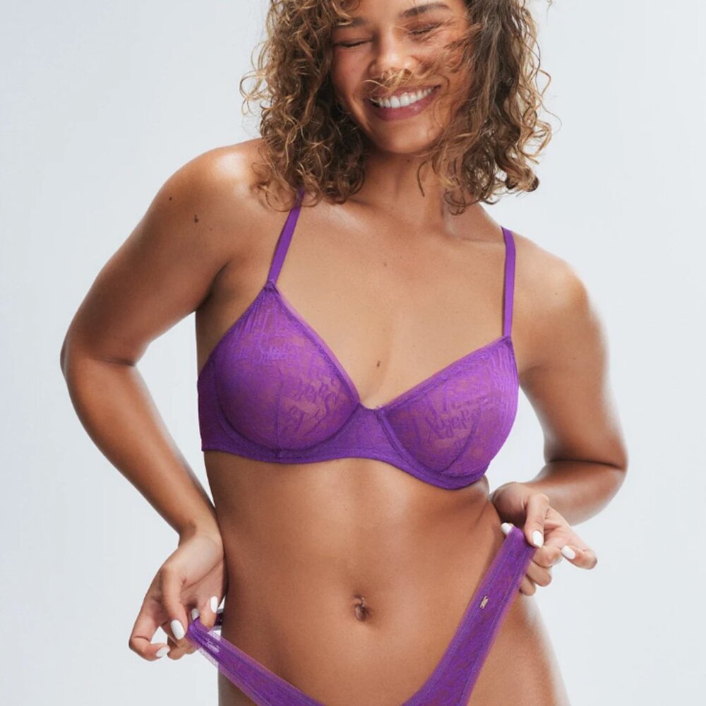Savage X Fenty Signature Script Unlined Bra in Purple
